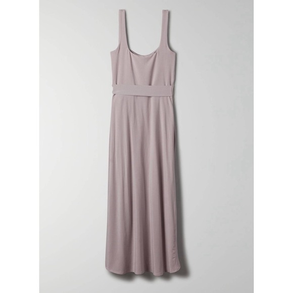 Aritzia Wilfred Saturn Midi Wrap Dress Square Neck Mauve Minimalist Balletcore S - Picture 2 of 13